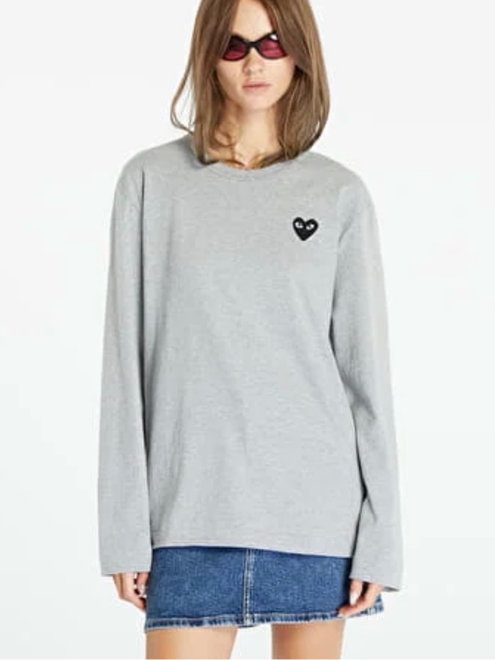 Comme des Garçons Unisex Grey PLAY Crewneck Long Sleeved T-Shirt